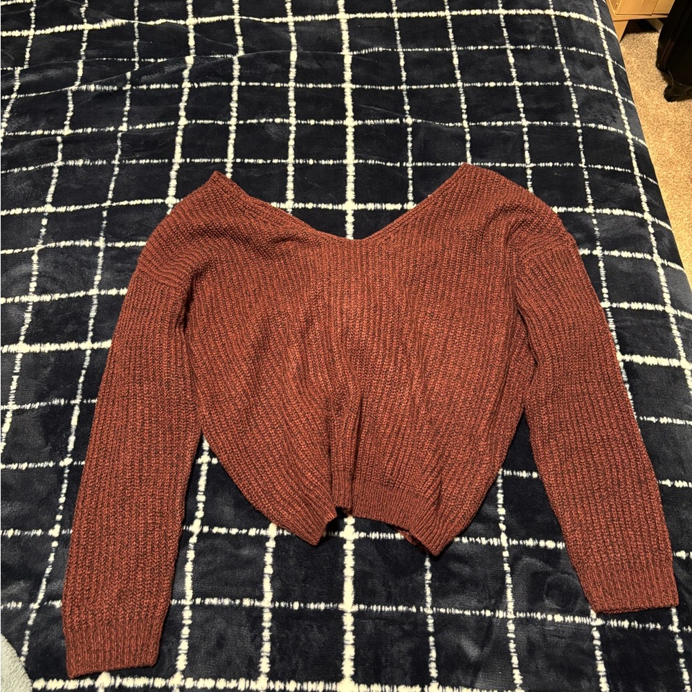 Rust V-Neck Women's Sweater